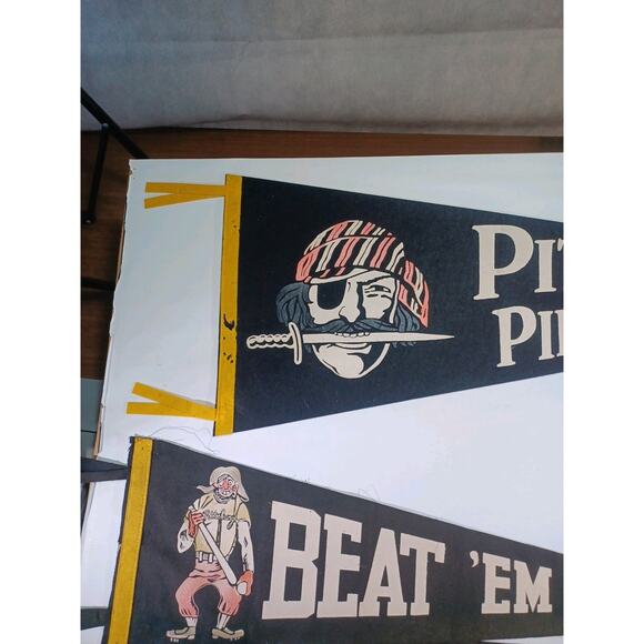 Vintage 1940s MLB Pittsburgh Pirates Baseball Pennant Collection Of 3 Rare Old - Picture 13 of 16